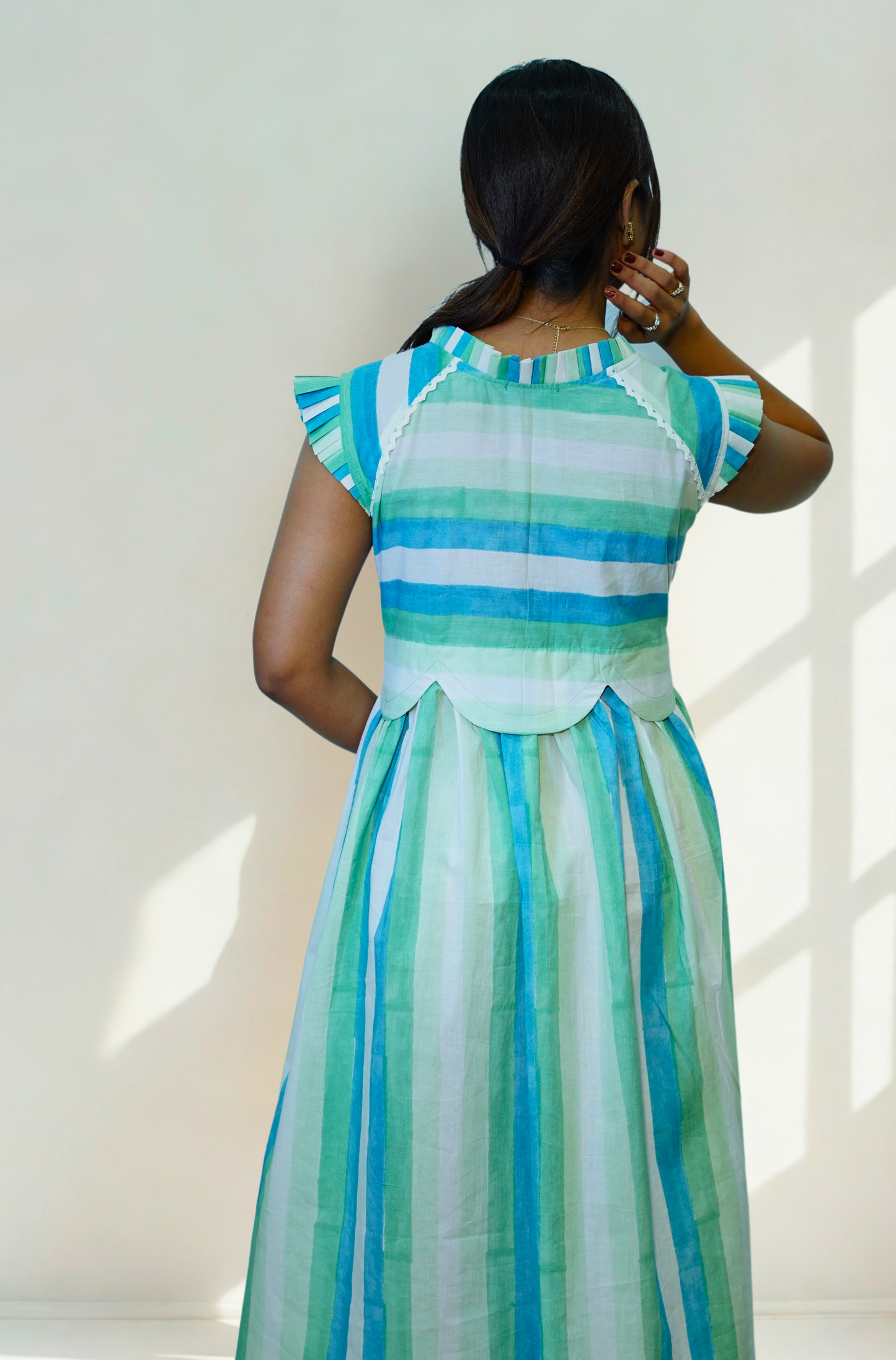 Stripes & Sky Scalloped Dress