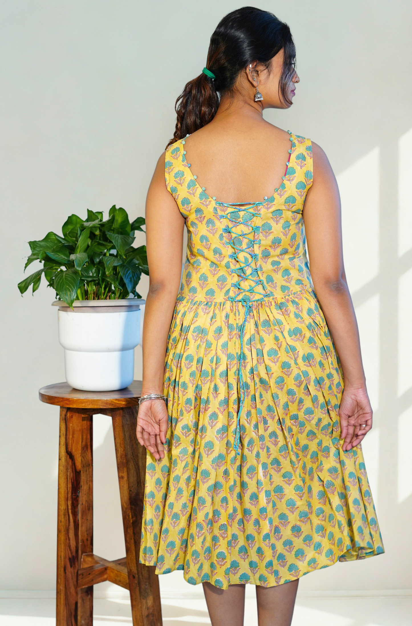 Canary Yellow Corset Back dress