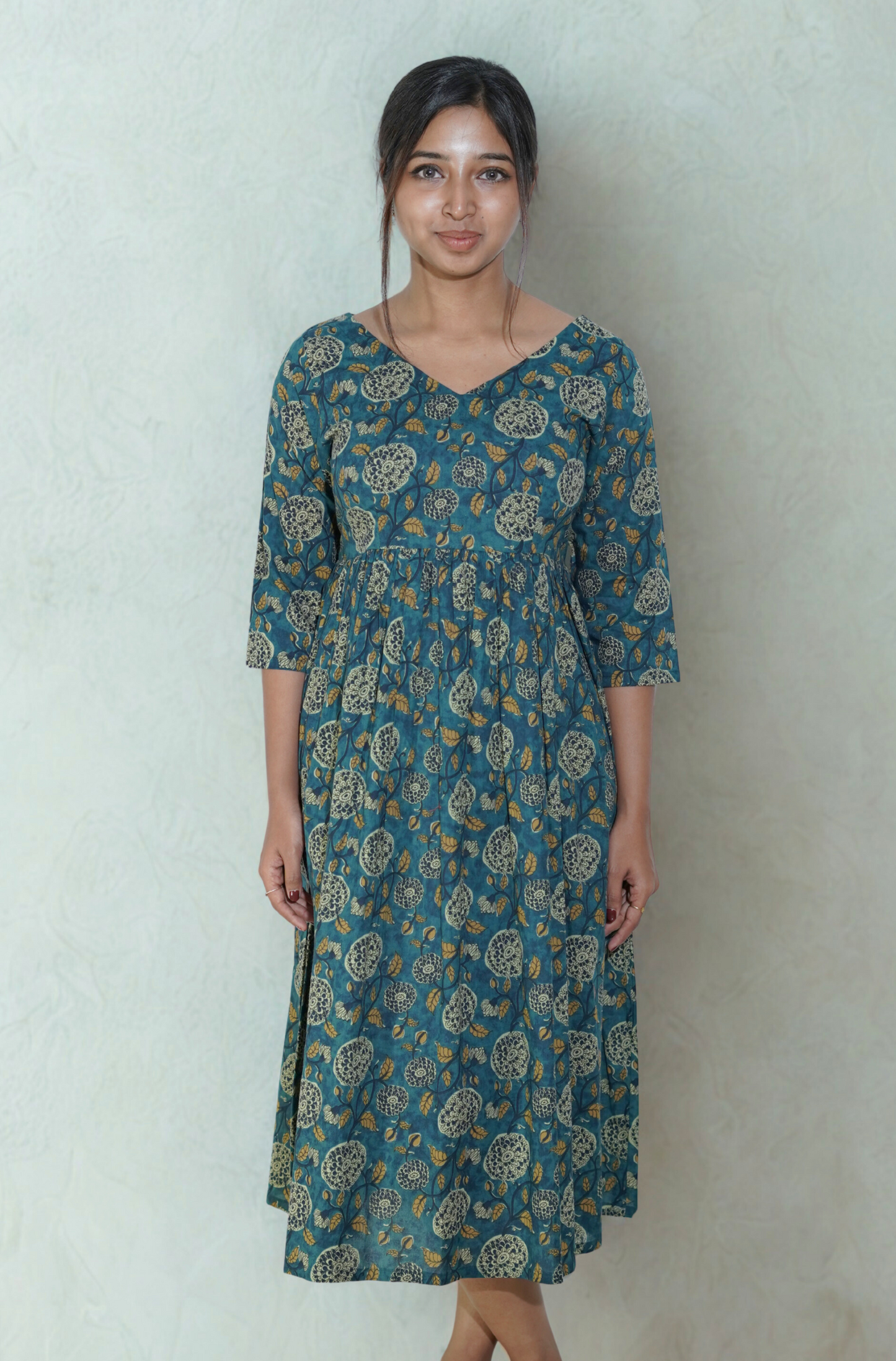 Teal Fit & FLare Sash Dress