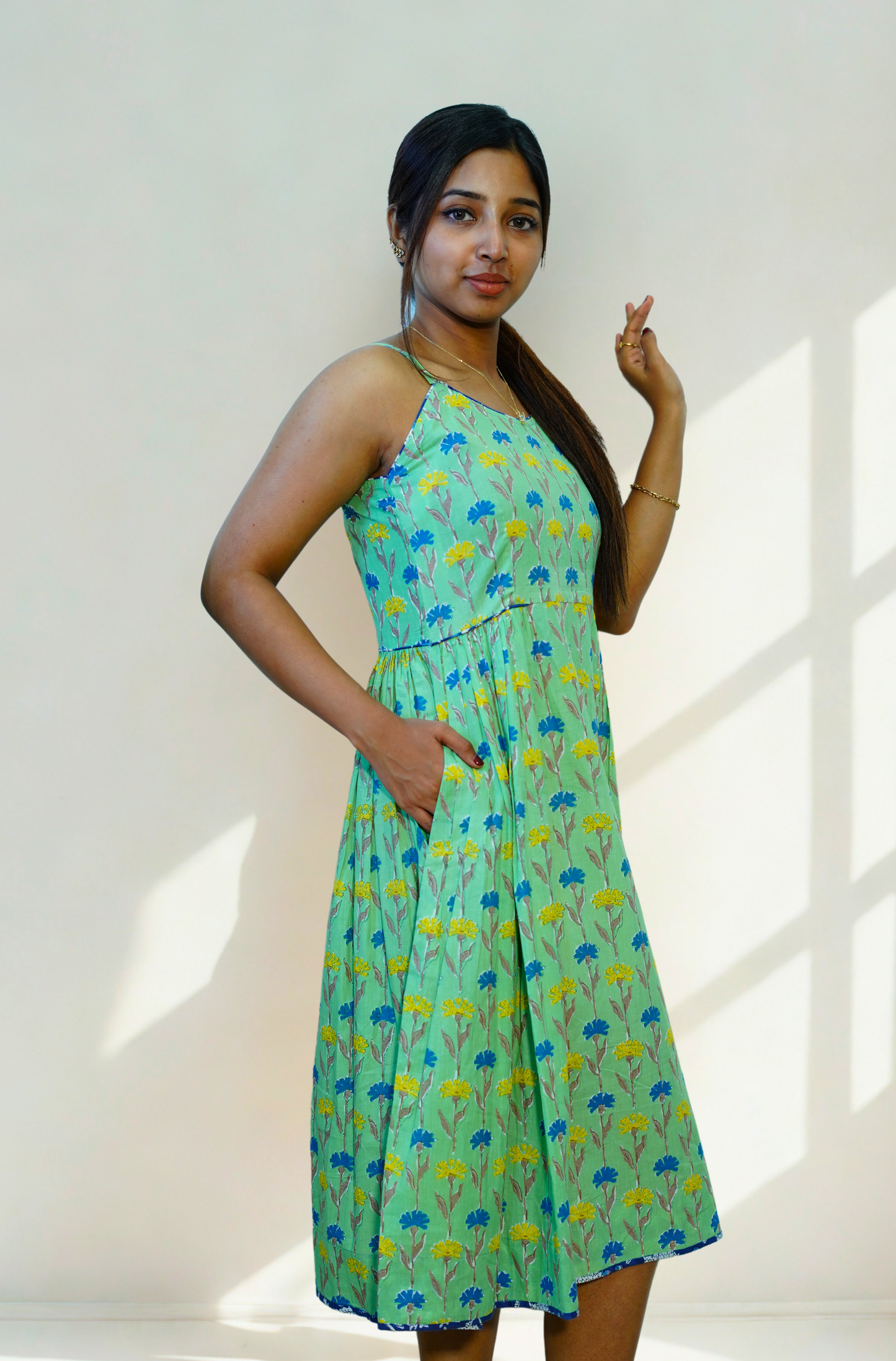 Strappy Green fit & Flare dress