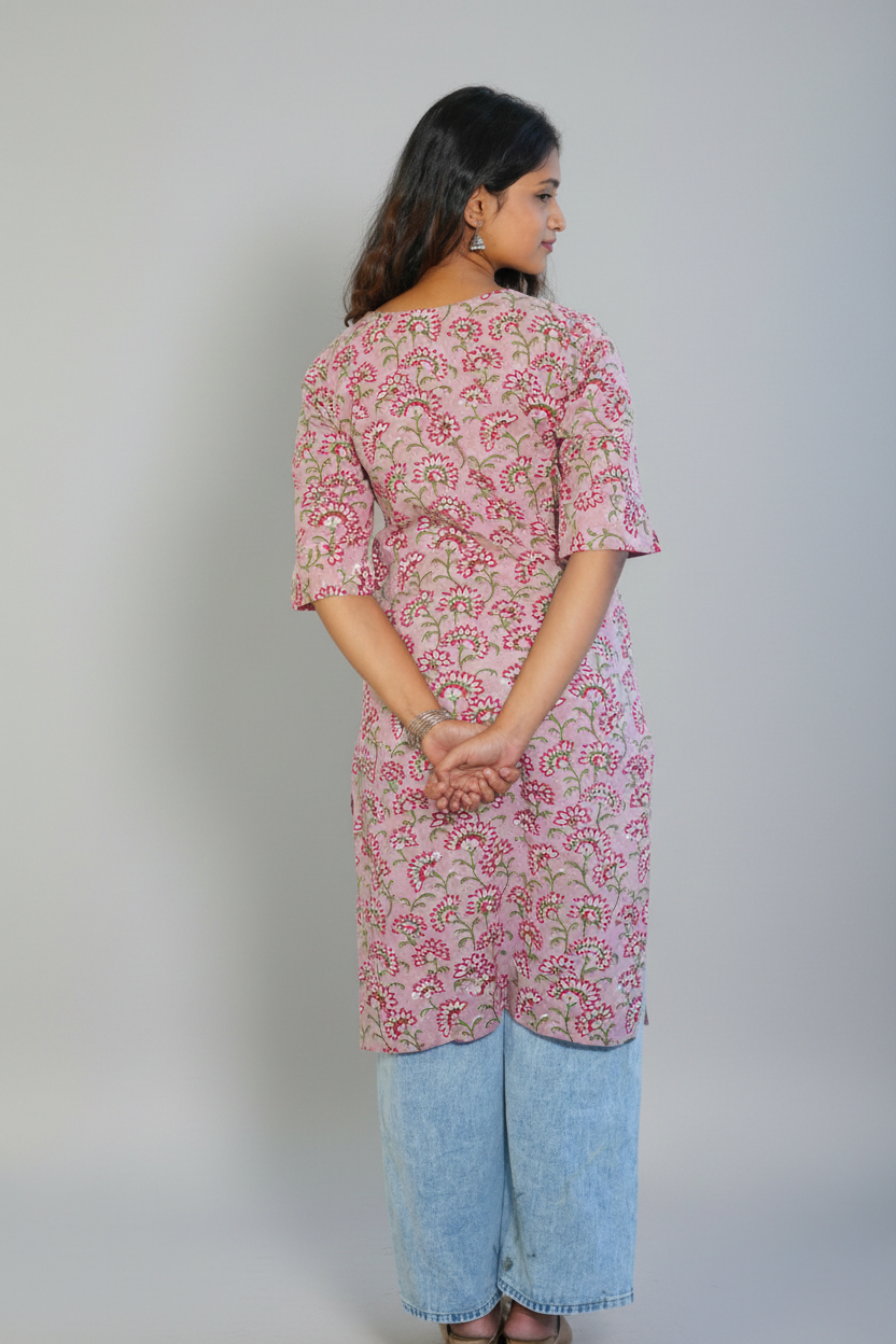 Beige Straight fit Kurta