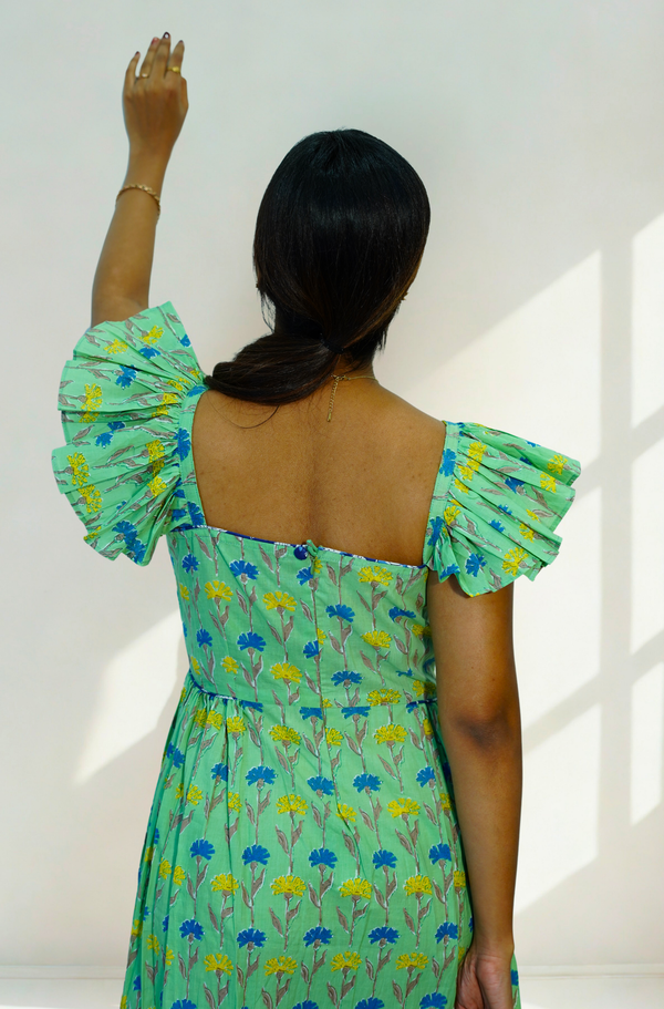 Strappy Green fit & Flare dress