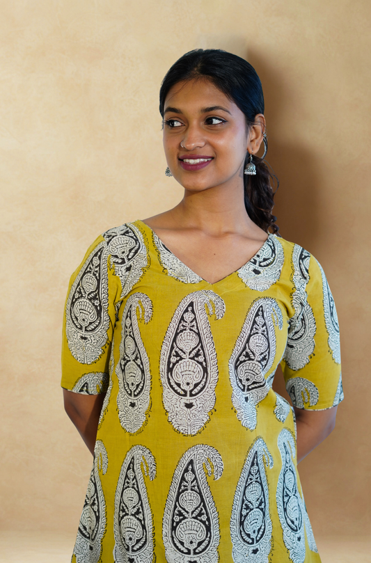 Ochre Paisely A line dress