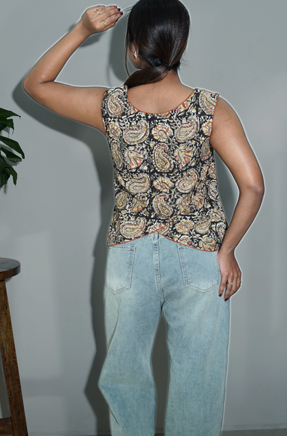 Black Paisley Two way top