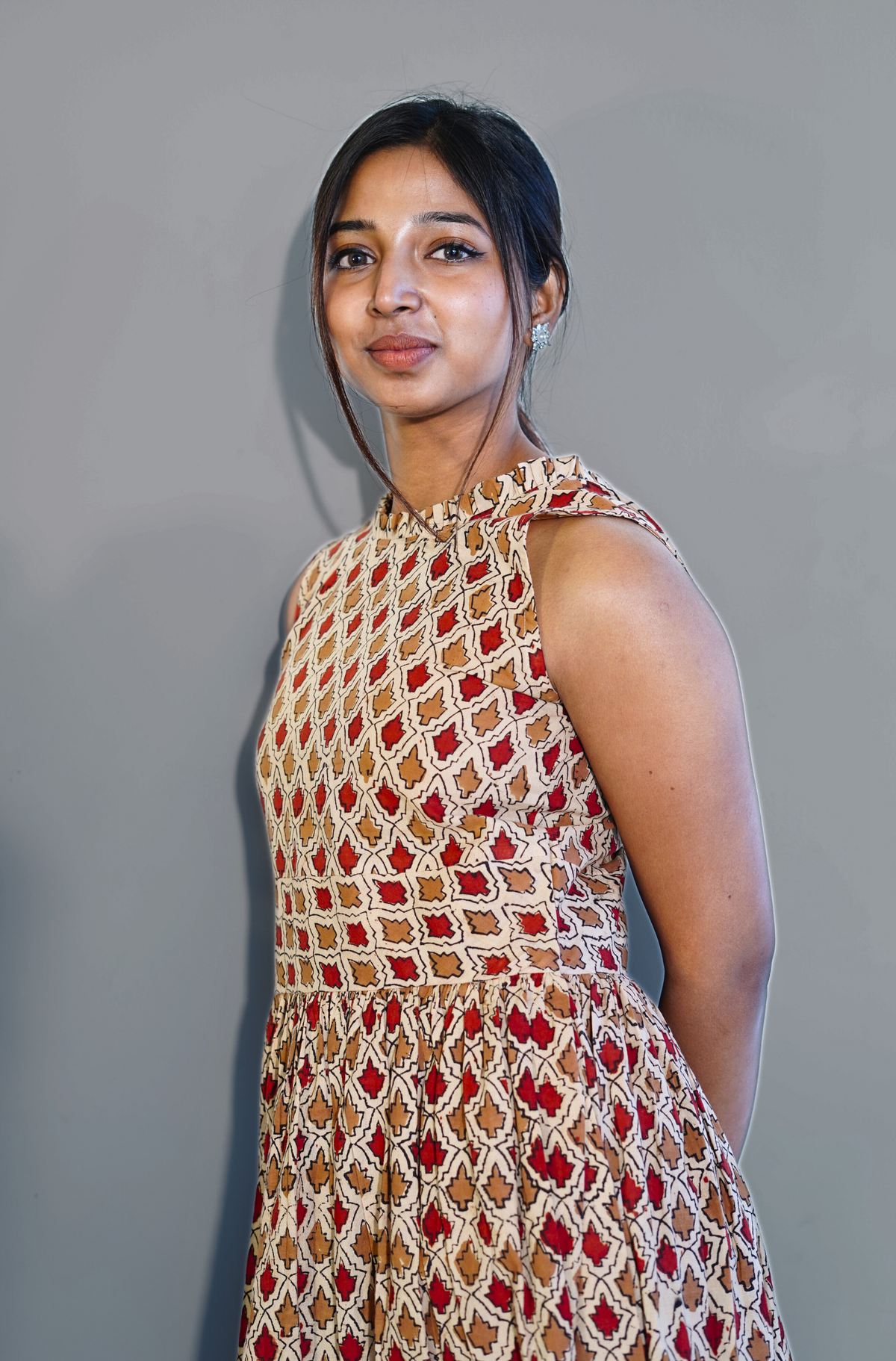 Ochre Deep V Back neck dress