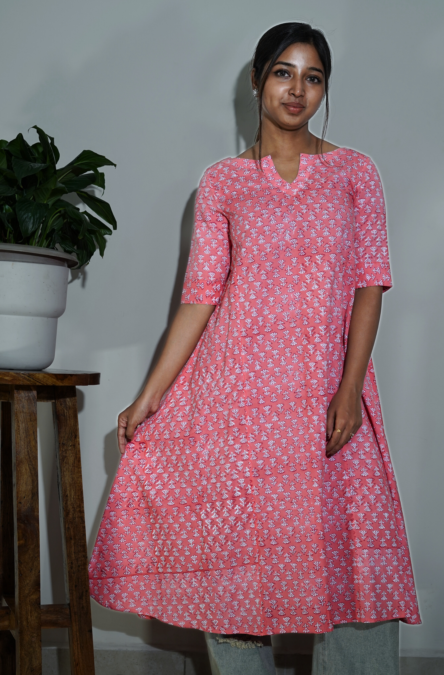 Peachy full Flare Kurta