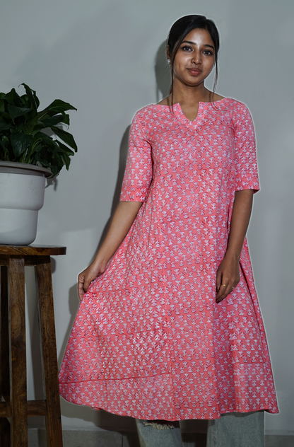 Peachy full Flare Kurta