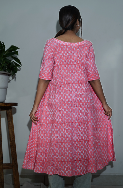 Peachy full Flare Kurta