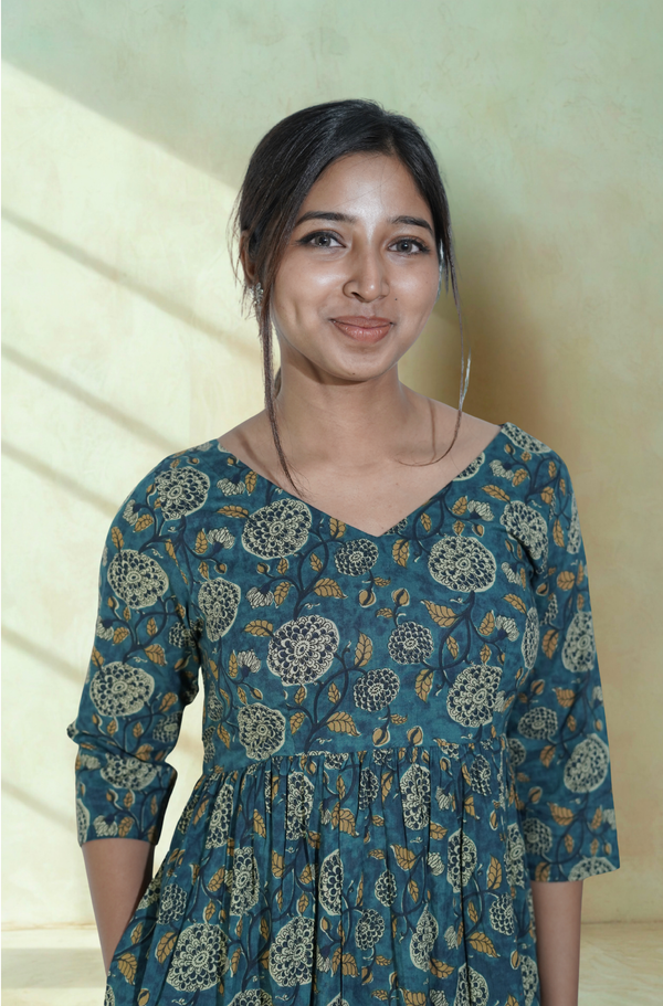 Teal Fit & FLare Sash Dress