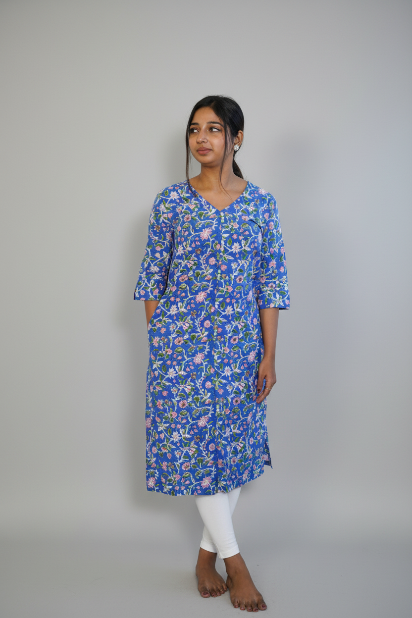 Amethyst Blue Straight fit Kurta