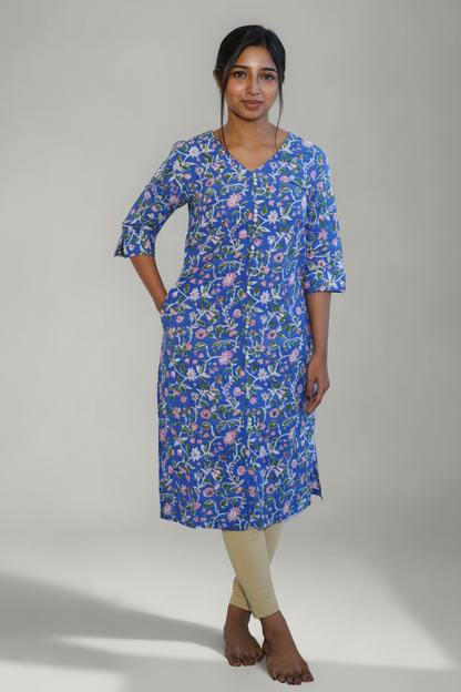 Amethyst Blue Straight fit Kurta