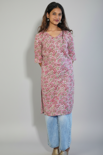 Beige Straight fit Kurta