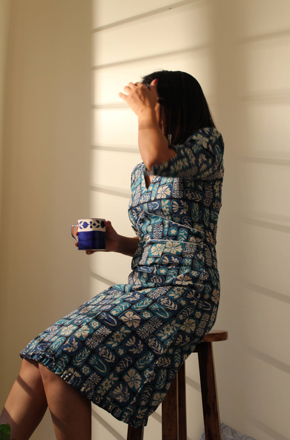 BLUE FITTED DRESS DRESS