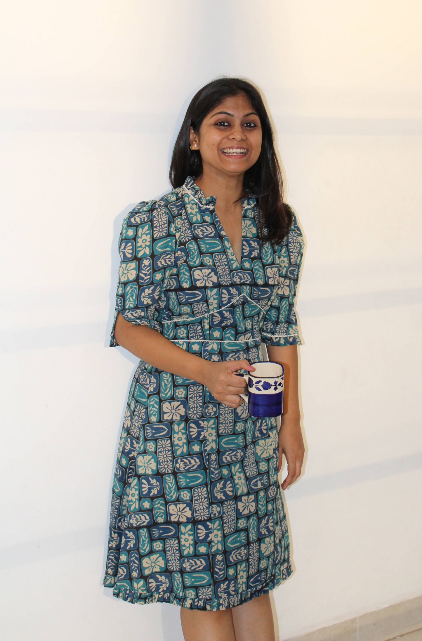 BLUE FITTED DRESS DRESS
