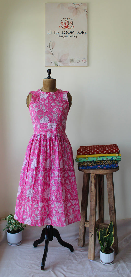 Soft Pink Deep V back neck Dress