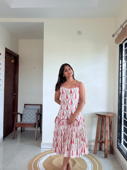 BEIGE PINK TASSELS DRESS