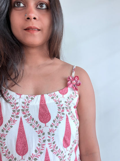BEIGE PINK TASSELS DRESS