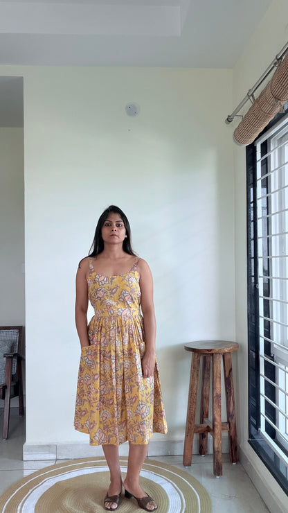 YELLOW STRAP SUMMER DRESS