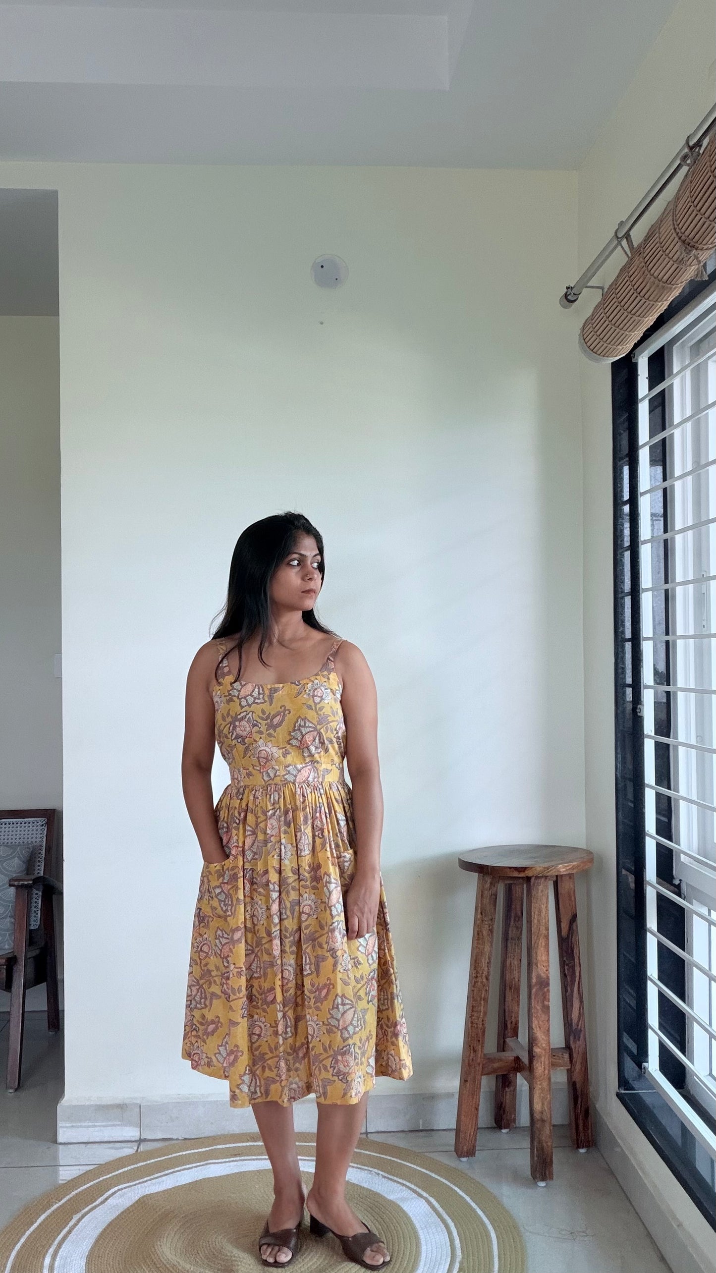 YELLOW STRAP SUMMER DRESS