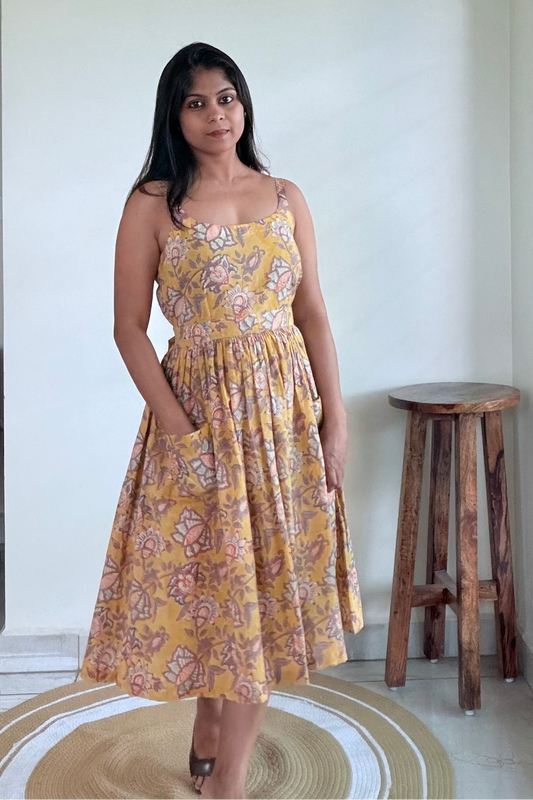 YELLOW STRAP SUMMER DRESS