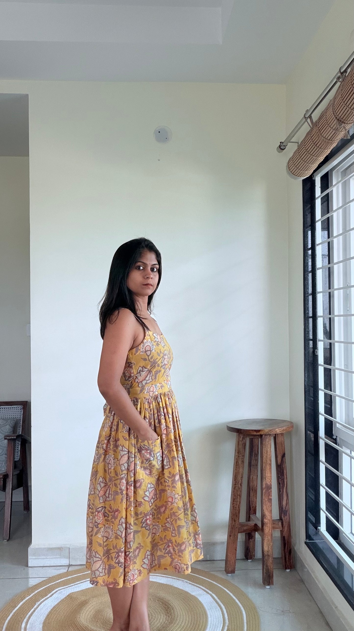 YELLOW STRAP SUMMER DRESS