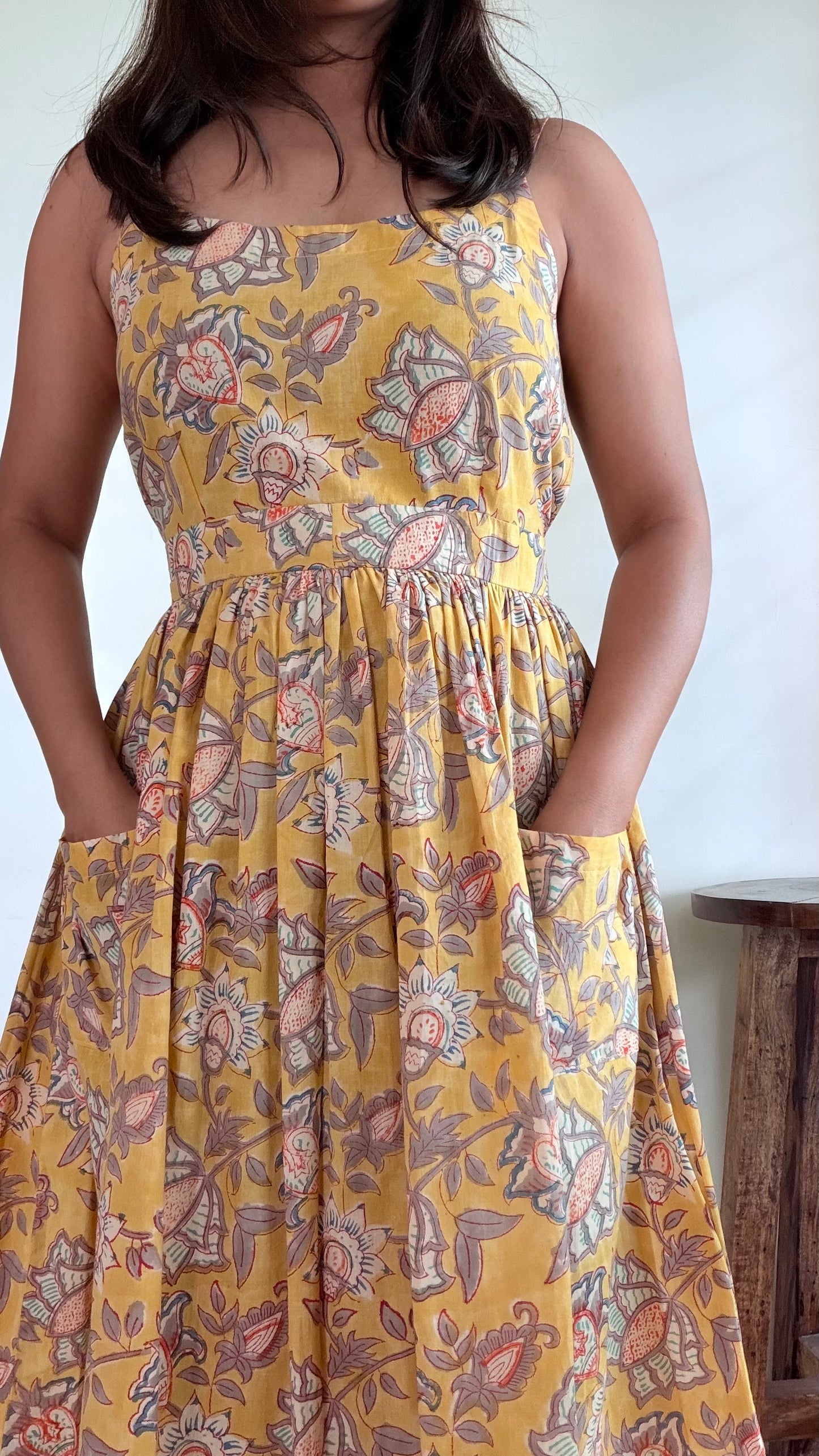 YELLOW STRAP SUMMER DRESS