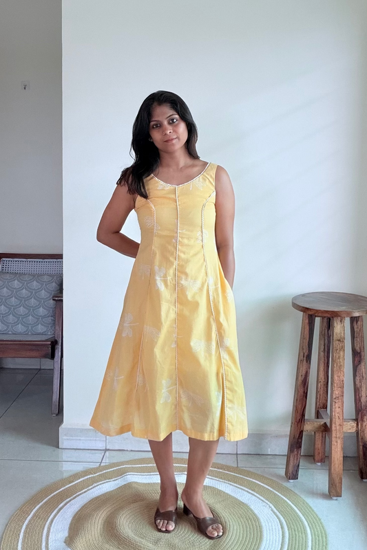 YELLOW DRAGON FLY DRESS