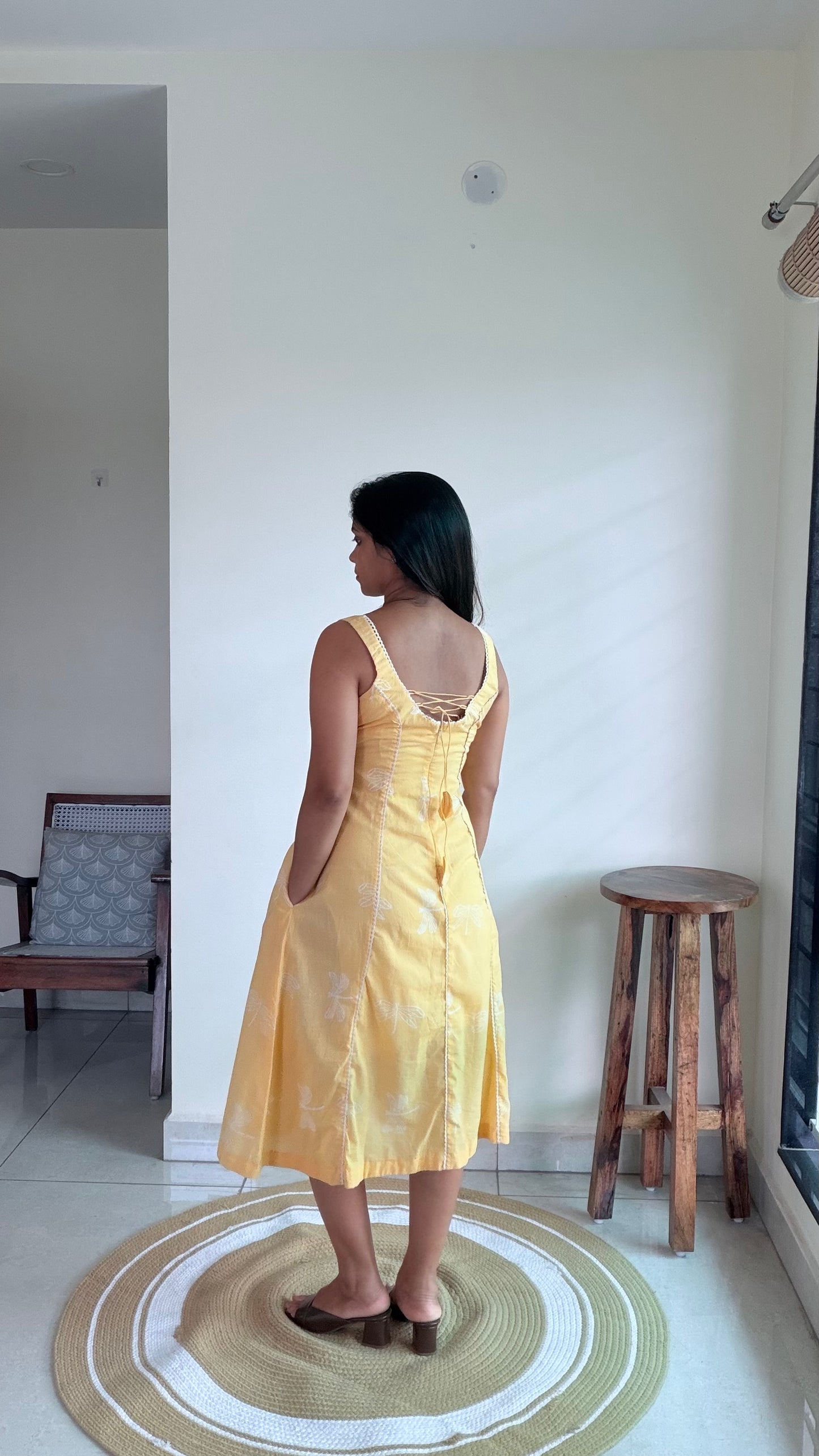 YELLOW DRAGON FLY DRESS