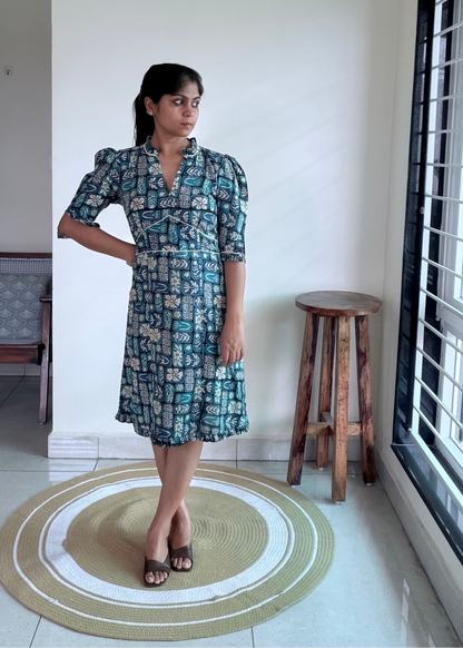 BLUE FITTED DRESS DRESS