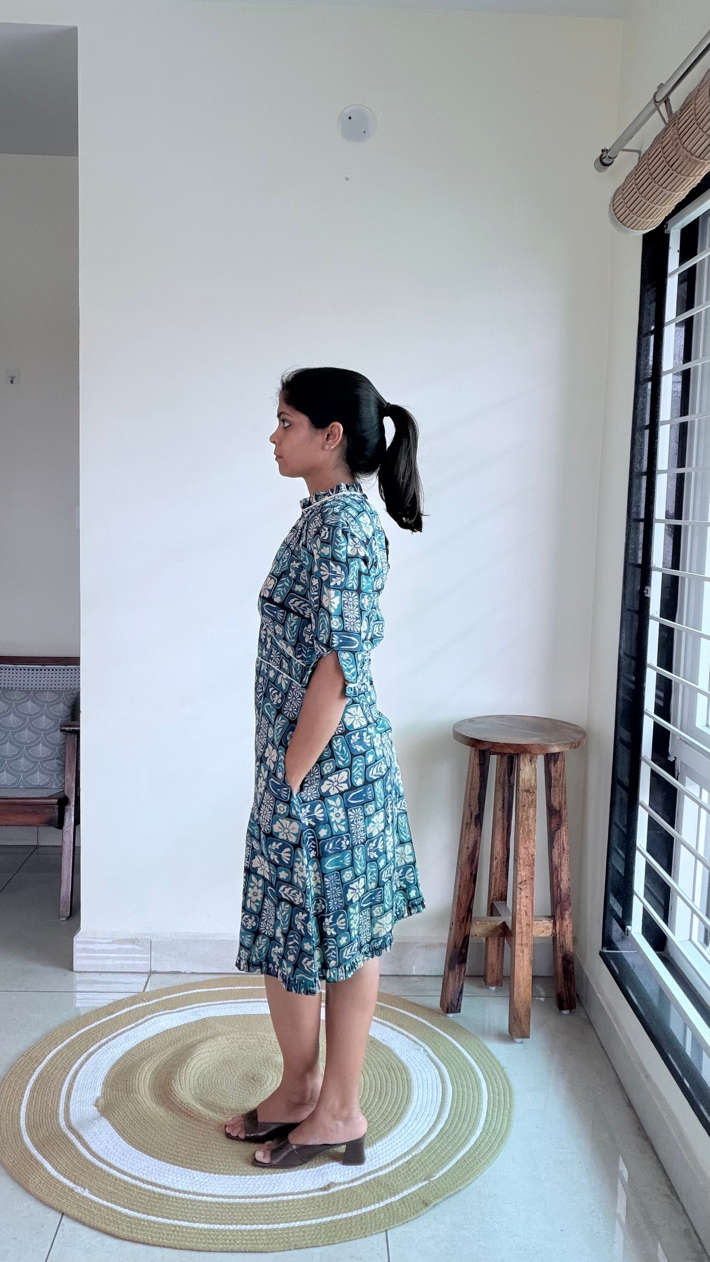 BLUE FITTED DRESS DRESS