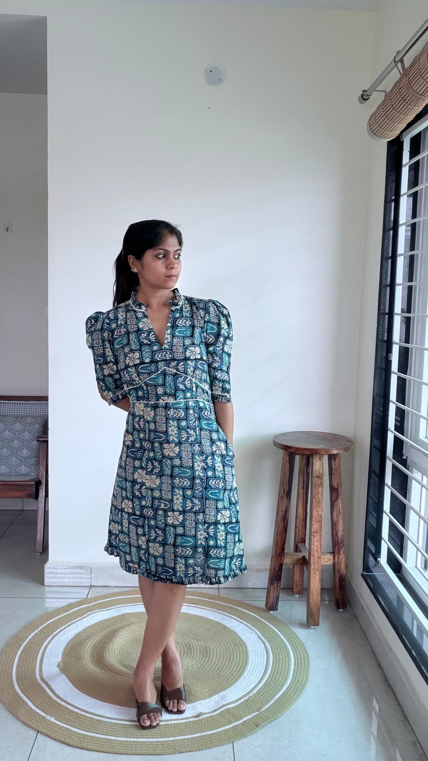 BLUE FITTED DRESS DRESS