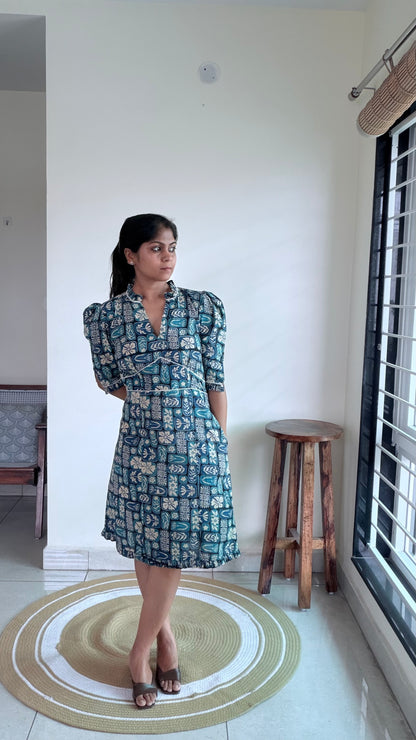 BLUE FITTED DRESS DRESS