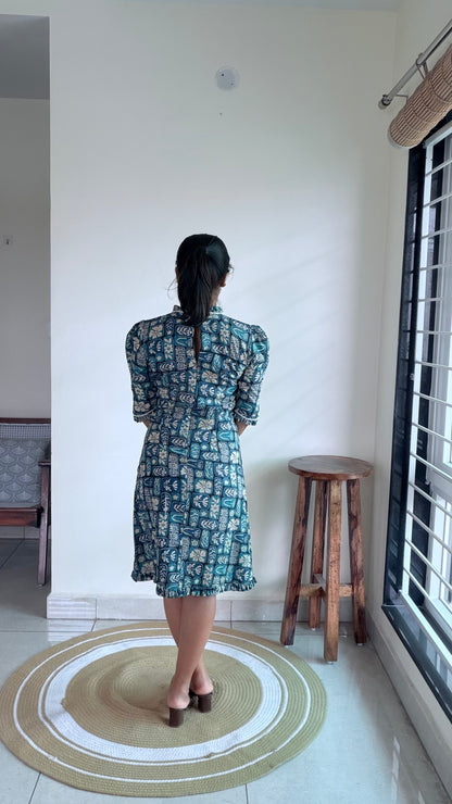 BLUE FITTED DRESS DRESS
