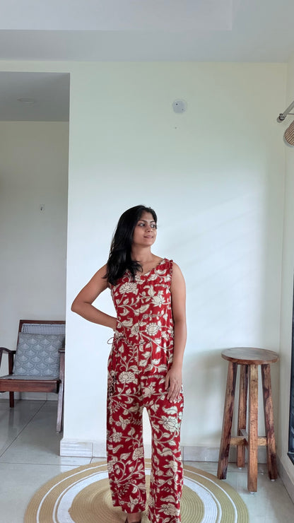 RED SILK OVERALLS