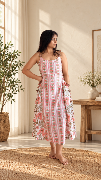 Floral Side Tassel dress